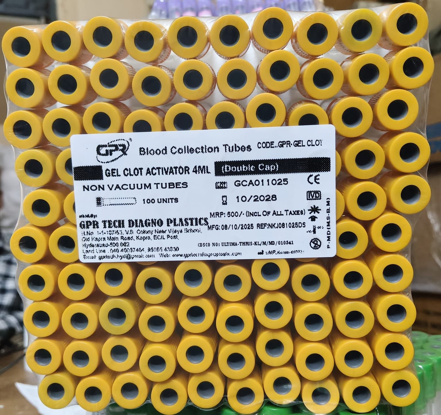 Gel Clot Activator Nan Vaccum Blood Collectuon tubes - 4ml pack of 100